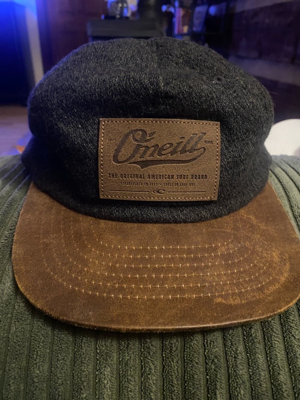 O'Neill Charcoal Wool Cap with Brown Suede Brim